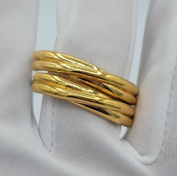 Napier Goldtone Twisted Hoop Earrings #766 - Picture 8 of 11